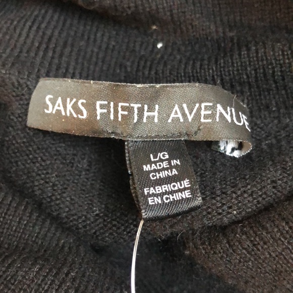 Saks Fifth Avenue Black Wool Blend Twofer Turtleneck Sweater - Picture 12 of 13
